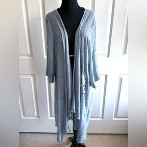 Light Blue Open Front Cardigan